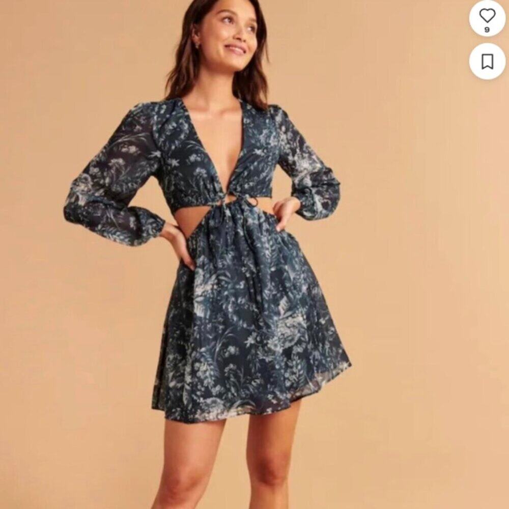 Abercrombie Blue Floral Cut Out Mini Dress